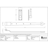 From The Anvil Hinges Pewter Patina / Hook & Band Hinges / 4" x (102mm) From The Anvil - Pewter 24" Hook & Band Hinge - Cranked (pair)