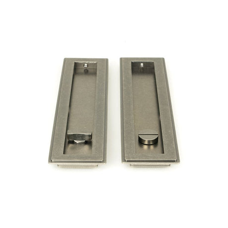 From The Anvil Door Furniture Pewter Patina / Rectangular Flush Pull (Privacy) / Rectangular From The Anvil - Pewter 250mm Art Deco Rectangular Pull - Privacy Set