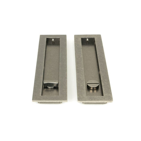From The Anvil Door Furniture Pewter Patina / Rectangular Flush Pull (Privacy) / Rectangular From The Anvil - Pewter 250mm Plain Rectangular Pull - Privacy Set