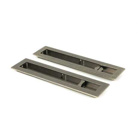 From The Anvil Door Furniture Pewter Patina / Rectangular Flush Pull (Privacy) / Rectangular From The Anvil - Pewter 250mm Plain Rectangular Pull - Privacy Set