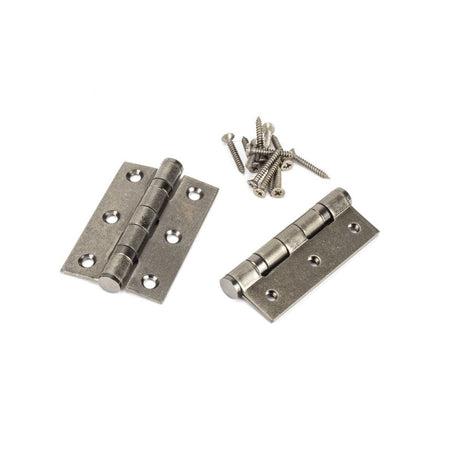 From The Anvil Hinges Pewter Patina / Ball Bearing Hinges / 3" (76mm) From The Anvil - Pewter 3" Ball Bearing Butt Hinge (Pair) ss