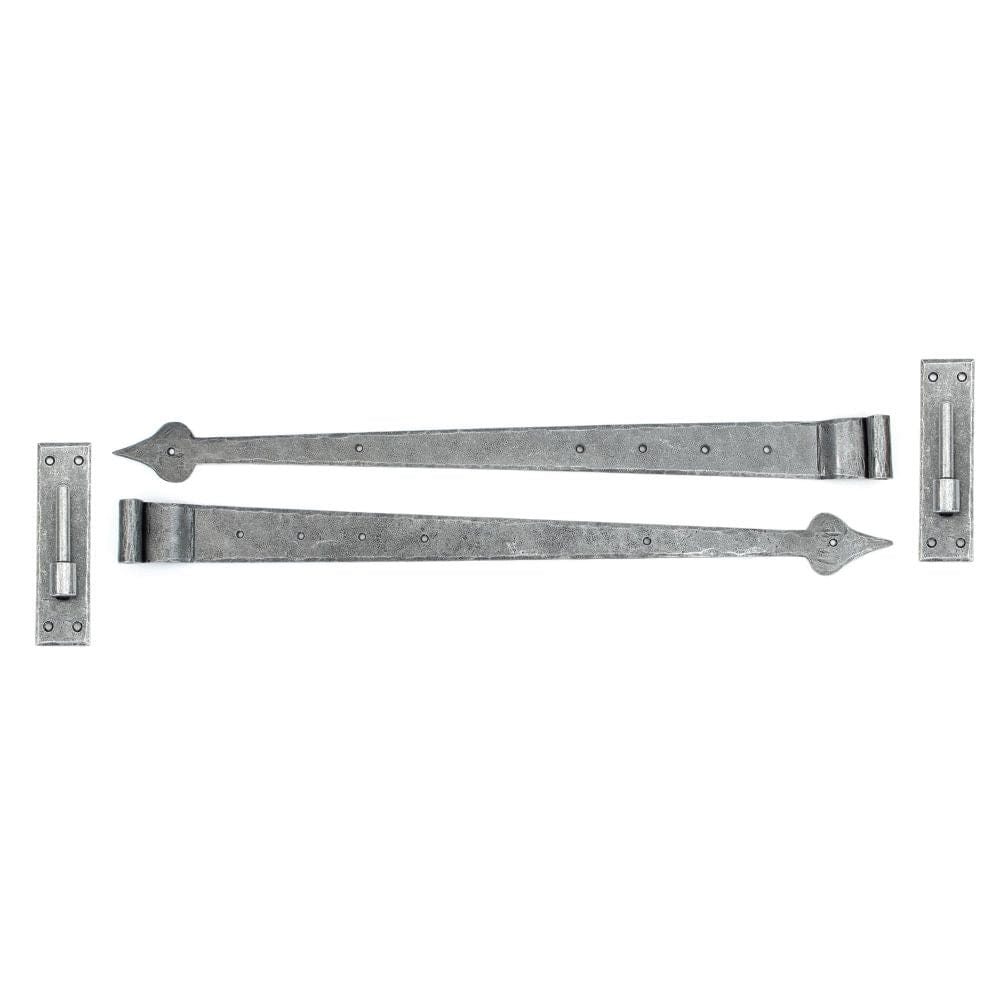 From The Anvil Hinges Pewter Patina / Hook & Band Hinges / 35" (889mm) From The Anvil - Pewter 35" Hook & Band Hinge - Cranked (pair)