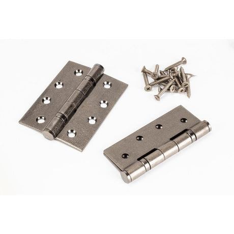 From The Anvil Hinges Pewter Patina / Ball Bearing Hinges / 4" x (102mm) From The Anvil - Pewter 4" Ball Bearing Butt Hinge (Pair) ss