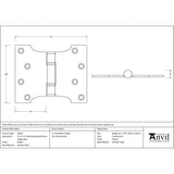 From The Anvil Hinges Pewter Patina / Parliament Hinges / 4" x (102mm) From The Anvil - Pewter 4" x 3" x 5" Parliament Hinge (pair) ss