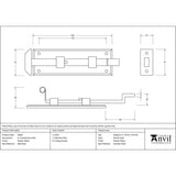 From The Anvil Accessories Pewter Patina / Cranked Surface Bolts / 150mm / 6" From The Anvil - Pewter 6" Cranked Door Bolt