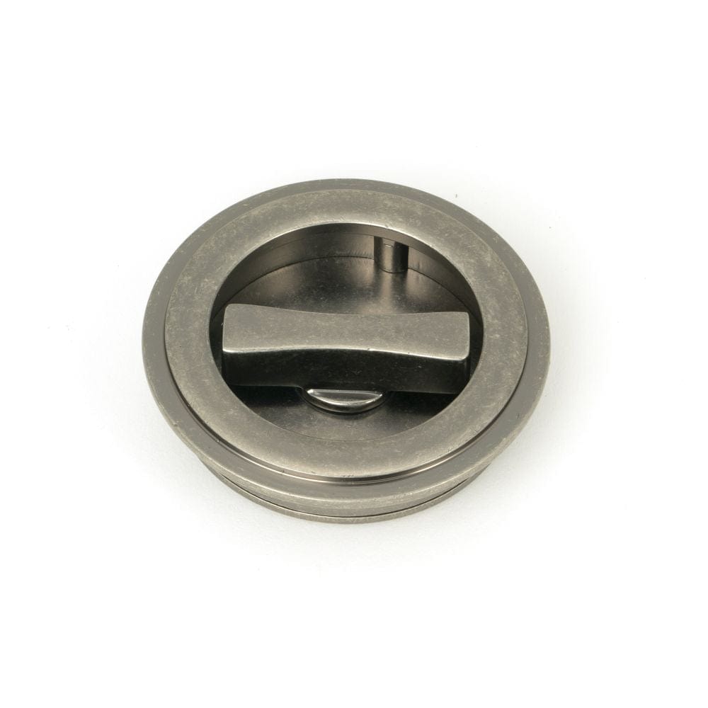From The Anvil Door Furniture Pewter Patina / Round Flush Pull (Privacy) / Round From The Anvil - Pewter 60mm Art Deco Round Pull - Privacy Set