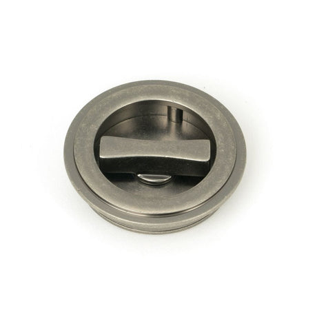 From The Anvil Door Furniture Pewter Patina / Round Flush Pull (Privacy) / Round From The Anvil - Pewter 60mm Art Deco Round Pull - Privacy Set