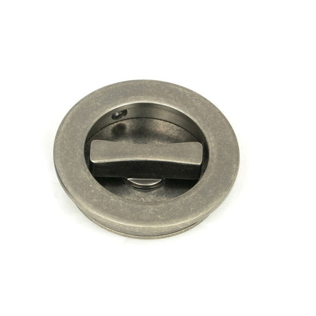 From The Anvil Door Furniture Pewter Patina / Round Flush Pull (Privacy) / Round From The Anvil - Pewter 60mm Plain Round Pull - Privacy Set