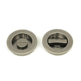 From The Anvil Door Furniture Pewter Patina / Round Flush Pull (Privacy) / Round From The Anvil - Pewter 60mm Plain Round Pull - Privacy Set