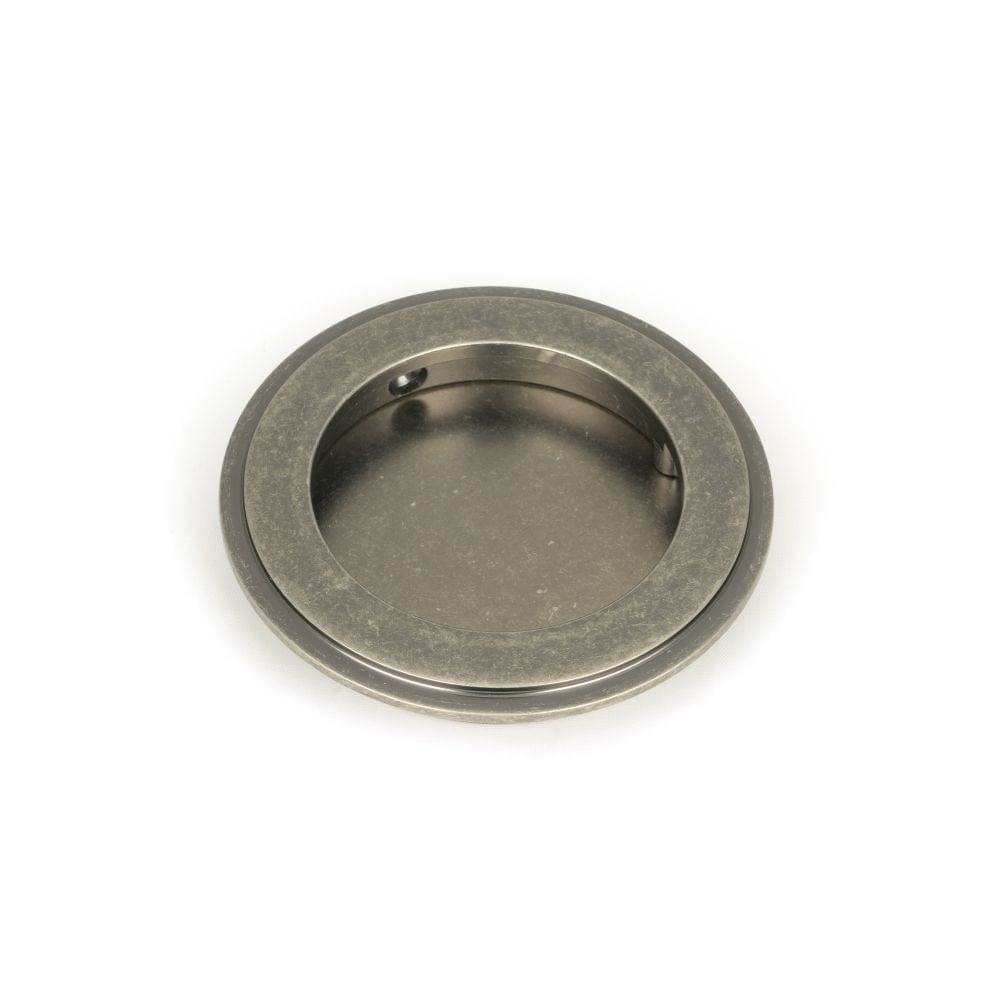 From The Anvil Door Furniture Pewter Patina / Flush Handle / Round From The Anvil - Pewter 75mm Art Deco Round Pull