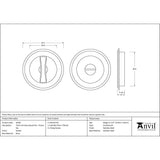 From The Anvil Door Furniture Pewter Patina / Round Flush Pull (Privacy) / Round From The Anvil - Pewter 75mm Art Deco Round Pull - Privacy Set