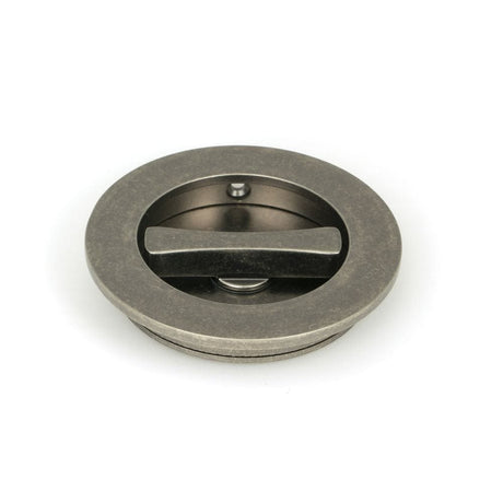 From The Anvil Door Furniture Pewter Patina / Round Flush Pull (Privacy) / Round From The Anvil - Pewter 75mm Plain Round Pull - Privacy Set