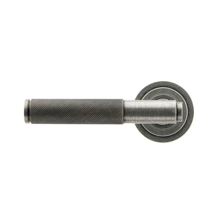 From The Anvil Door Furniture Pewter Patina / Round Rose From The Anvil - Pewter Brompton Lever on Rose Set (Art Deco) - Unsprung