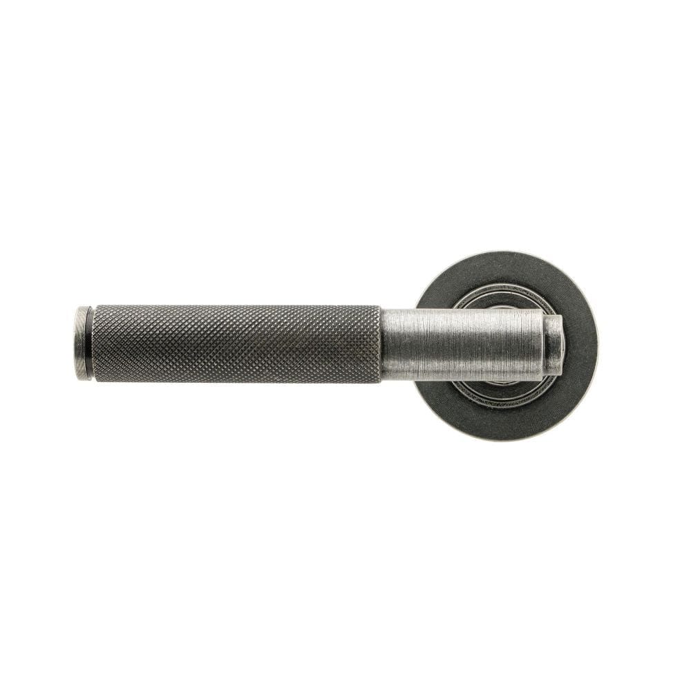From The Anvil Door Furniture Pewter Patina / Round Rose From The Anvil - Pewter Brompton Lever on Rose Set (Plain) - Unsprung