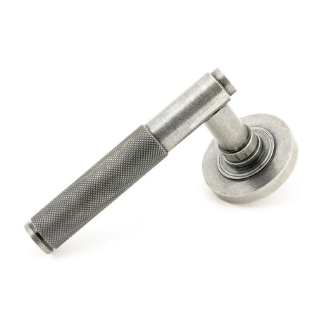 From The Anvil Door Furniture Pewter Patina / Round Rose From The Anvil - Pewter Brompton Lever on Rose Set (Plain) - Unsprung
