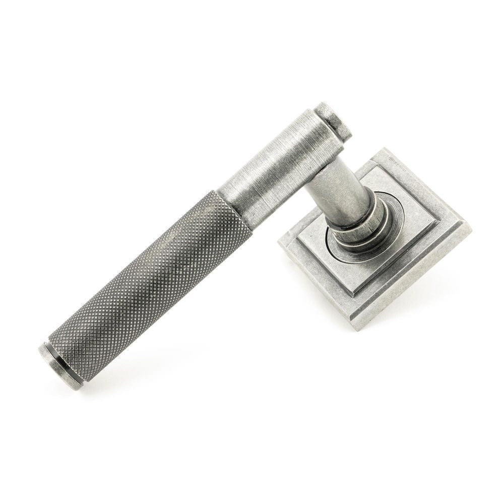 From The Anvil Door Furniture Pewter Patina / Square Rose From The Anvil - Pewter Brompton Lever on Rose Set (Square) - Unsprung