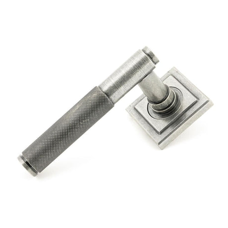 From The Anvil Door Furniture Pewter Patina / Square Rose From The Anvil - Pewter Brompton Lever on Rose Set (Square) - Unsprung