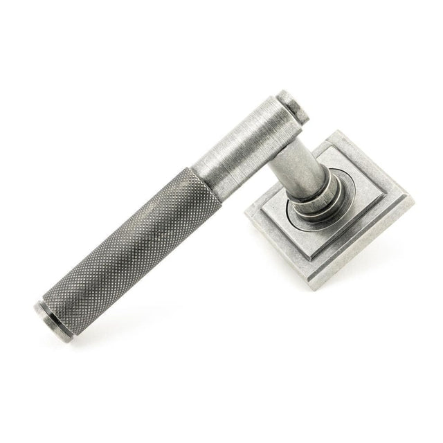 From The Anvil Door Furniture Pewter Patina / Square Rose From The Anvil - Pewter Brompton Lever on Rose Set (Square) - Unsprung
