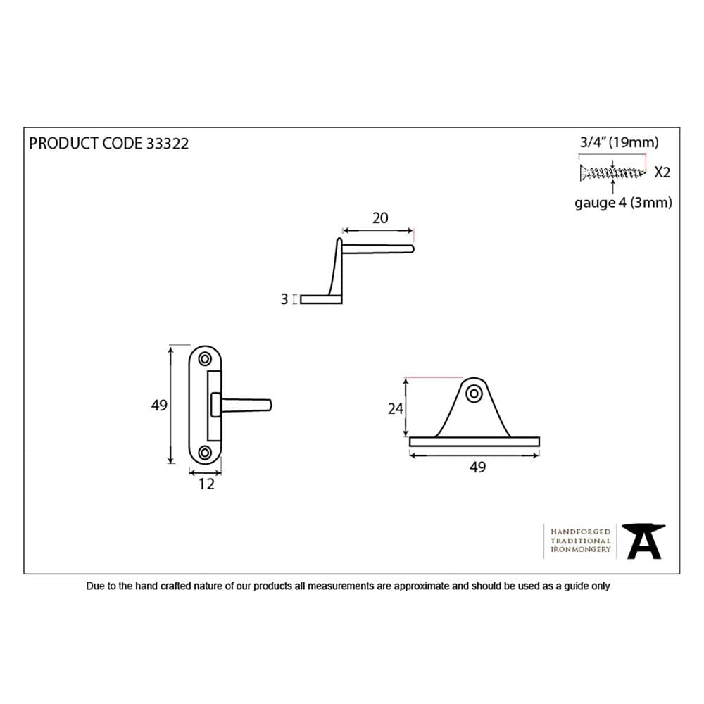 From The Anvil Window Furniture Pewter Patina / Cranked Casement Stay Pins From The Anvil - Pewter Cranked Casement Stay Pin