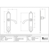 From The Anvil Door Furniture Pewter Patina / Multi Point Lock Set / 92mm c/c From The Anvil - Pewter Gothic Curved Lever Espag. Lock Set