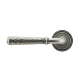 From The Anvil Door Furniture Pewter Patina / Round Rose From The Anvil - Pewter Hammered Newbury Lever on Rose Set (Art Deco)