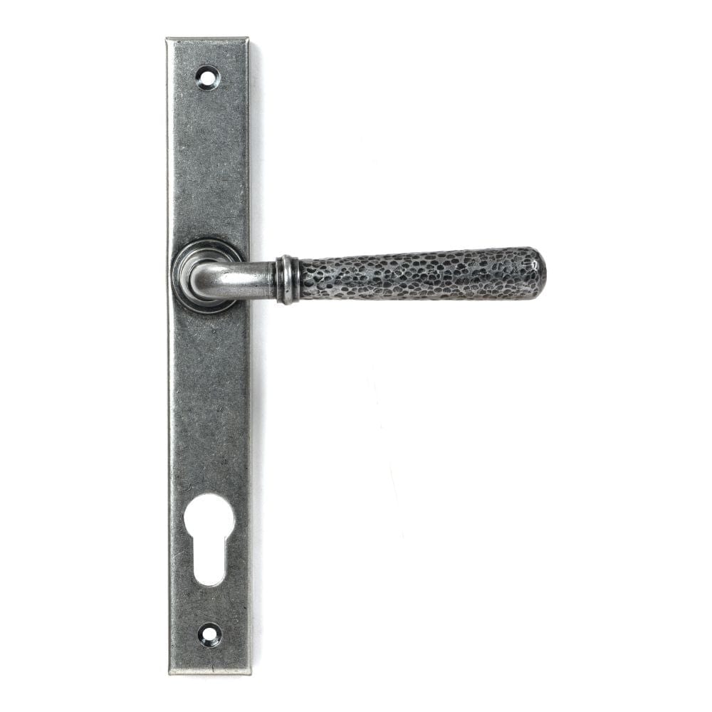 From The Anvil Door Furniture Pewter Patina / Multi Point Lock Set / 92mm c/c From The Anvil - Pewter Hammered Newbury Slimline Espag. Lock Set