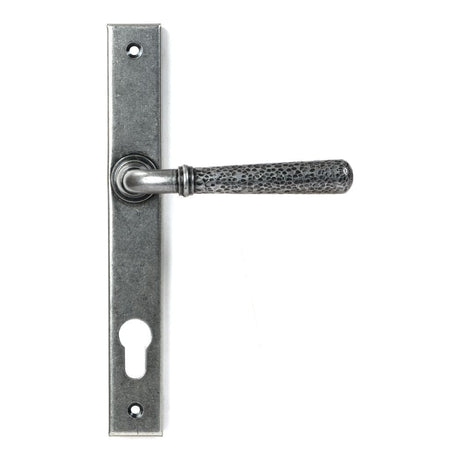 From The Anvil Door Furniture Pewter Patina / Multi Point Lock Set / 92mm c/c From The Anvil - Pewter Hammered Newbury Slimline Espag. Lock Set