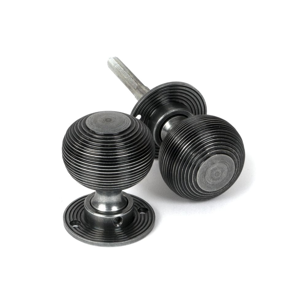 From The Anvil Door Furniture Pewter Patina / Mortice/Rim Knobs From The Anvil - Pewter Heavy Beehive Mortice/Rim Knob Set