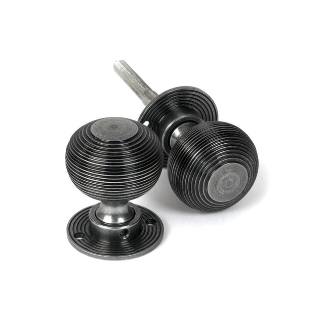 From The Anvil Door Furniture Pewter Patina / Mortice/Rim Knobs From The Anvil - Pewter Heavy Beehive Mortice/Rim Knob Set