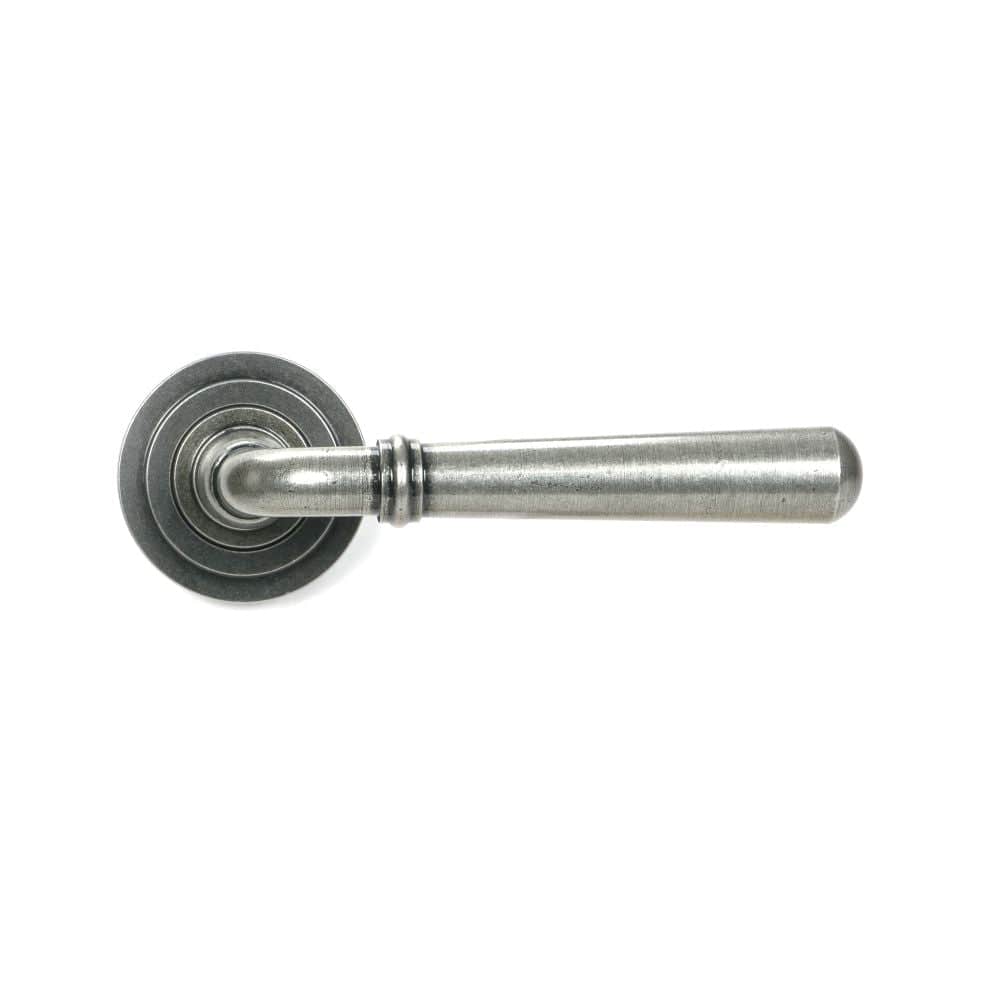 From The Anvil Door Furniture Pewter Patina / Round Rose From The Anvil - Pewter Newbury Lever on Rose Set (Art Deco)