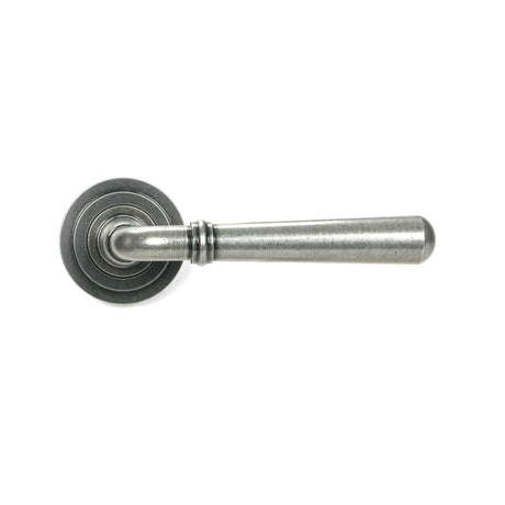 From The Anvil Door Furniture Pewter Patina / Round Rose From The Anvil - Pewter Newbury Lever on Rose Set (Art Deco) - Unsprung