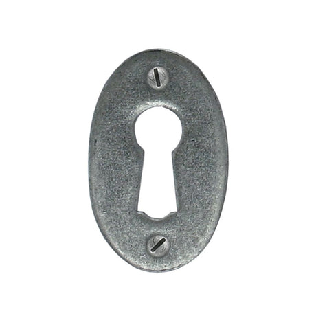 From The Anvil Door Furniture Pewter Patina / Mortice Key Profile Escutcheons From The Anvil - Pewter Oval Escutcheon