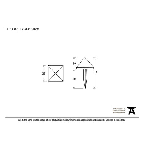 From The Anvil Accessories Pewter Patina / Studs / 25mm From The Anvil - Pewter Pyramid Door Stud - Large