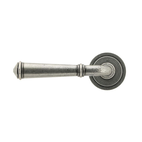 From The Anvil Door Furniture Pewter Patina / Round Rose From The Anvil - Pewter Regency Lever on Rose Set (Art Deco)