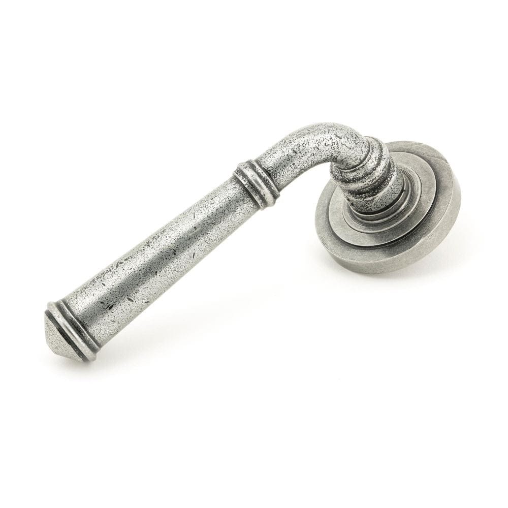 From The Anvil Door Furniture Pewter Patina / Round Rose From The Anvil - Pewter Regency Lever on Rose Set (Art Deco)