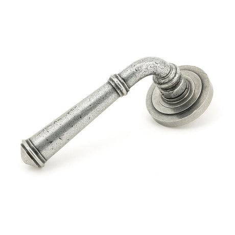 From The Anvil Door Furniture Pewter Patina / Round Rose From The Anvil - Pewter Regency Lever on Rose Set (Art Deco)