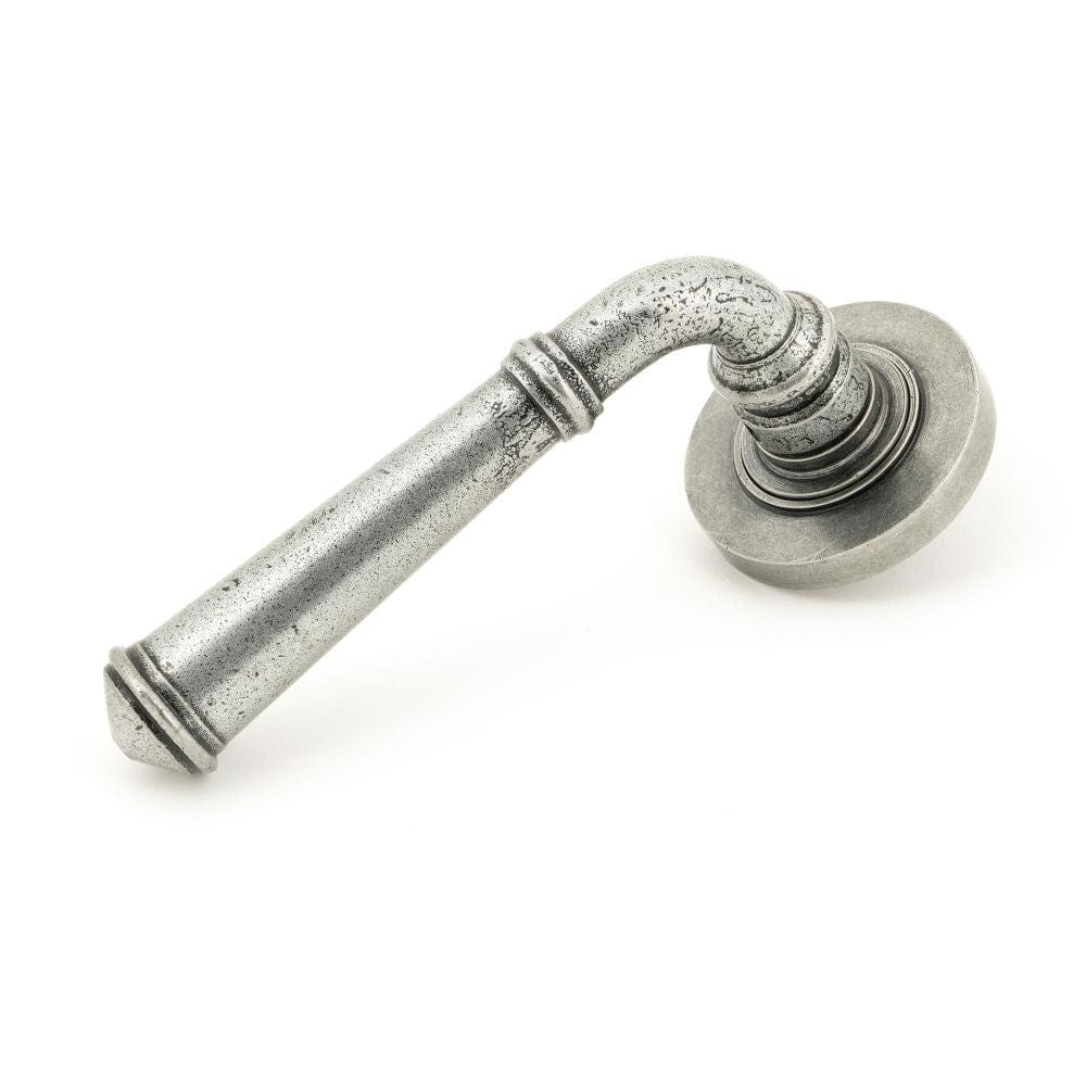 From The Anvil Door Furniture Pewter Patina / Round Rose From The Anvil - Pewter Regency Lever on Rose Set (Plain)