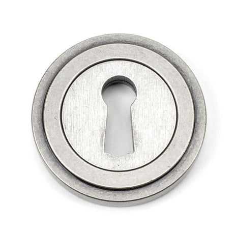 From The Anvil Door Furniture Pewter Patina / Mortice Key Profile Escutcheons From The Anvil - Pewter Round Escutcheon (Art Deco)
