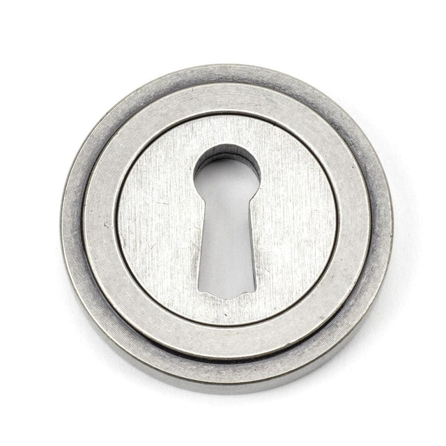 From The Anvil Door Furniture Pewter Patina / Mortice Key Profile Escutcheons From The Anvil - Pewter Round Escutcheon (Art Deco)