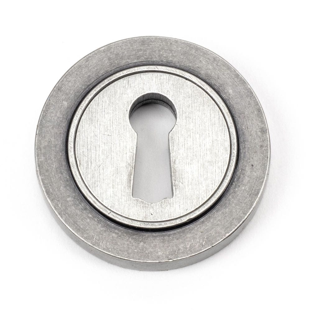 From The Anvil Door Furniture Pewter Patina / Mortice Key Profile Escutcheons From The Anvil - Pewter Round Escutcheon (Plain)