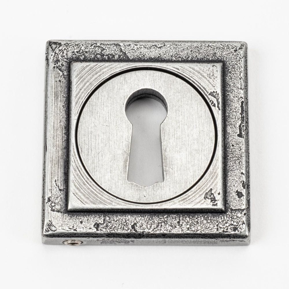 From The Anvil Door Furniture Pewter Patina / Mortice Key Profile Escutcheons From The Anvil - Pewter Round Escutcheon (Square)