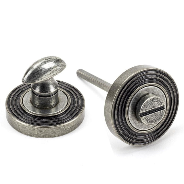 From The Anvil Door Furniture Pewter Patina / No From The Anvil - Pewter Round Thumbturn Set (Beehive)
