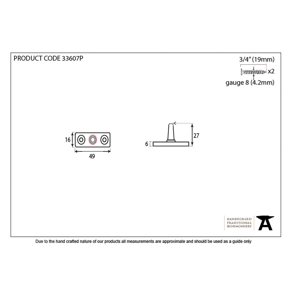 From The Anvil Window Furniture Pewter Patina / Casement Stay Pin From The Anvil - Pewter Stay Pin