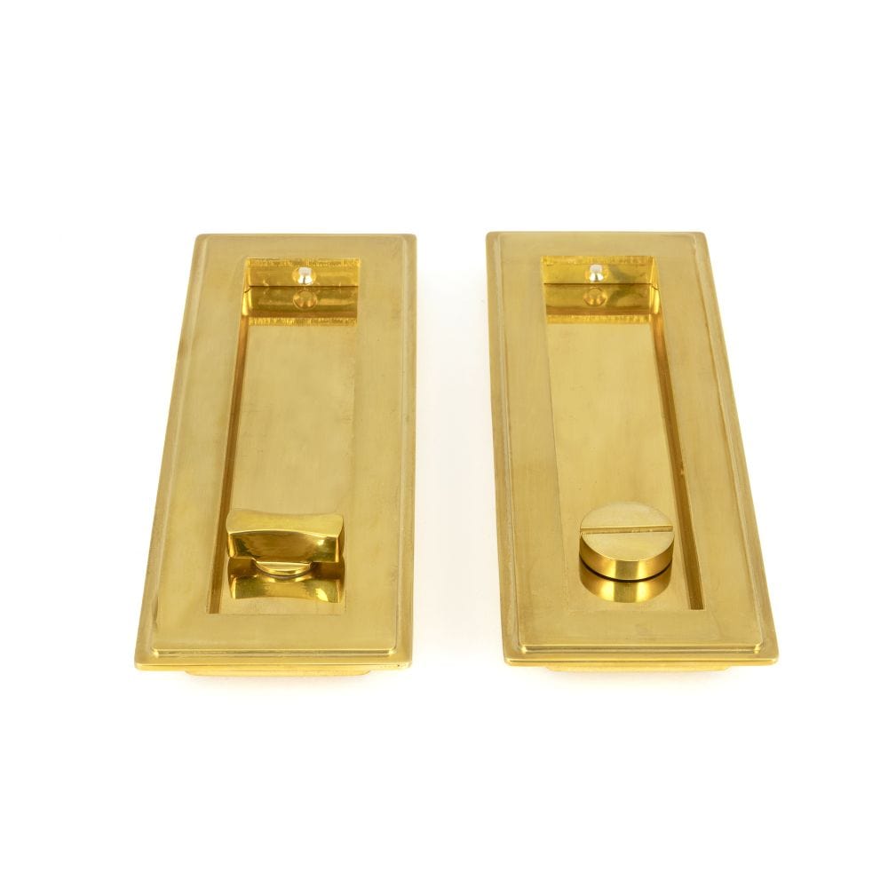 From The Anvil Door Furniture Polished Brass / Rectangular Flush Pull (Privacy) / Rectangular From The Anvil - Polished Brass 175mm Art Deco Rectangular Pull - Privacy Set