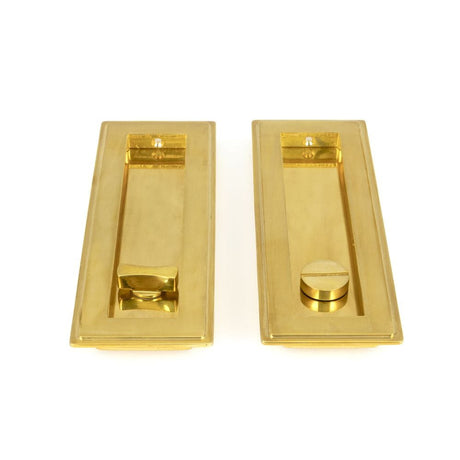 From The Anvil Door Furniture Polished Brass / Rectangular Flush Pull (Privacy) / Rectangular From The Anvil - Polished Brass 175mm Art Deco Rectangular Pull - Privacy Set