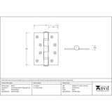 From The Anvil Hinges Polished Brass / Ball Bearing Hinges / 4" x (102mm) From The Anvil - Polished Brass 4" Ball Bearing Butt Hinge (pair) ss