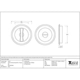 From The Anvil Door Furniture Polished Brass / Round Flush Pull (Privacy) / Round From The Anvil - Polished Brass 75mm Art Deco Round Pull - Privacy Set