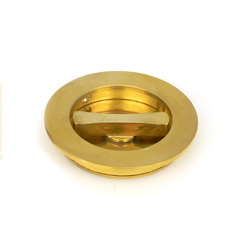 From The Anvil Door Furniture Polished Brass / Round Flush Pull (Privacy) / Round From The Anvil - Polished Brass 75mm Plain Round Pull - Privacy Set