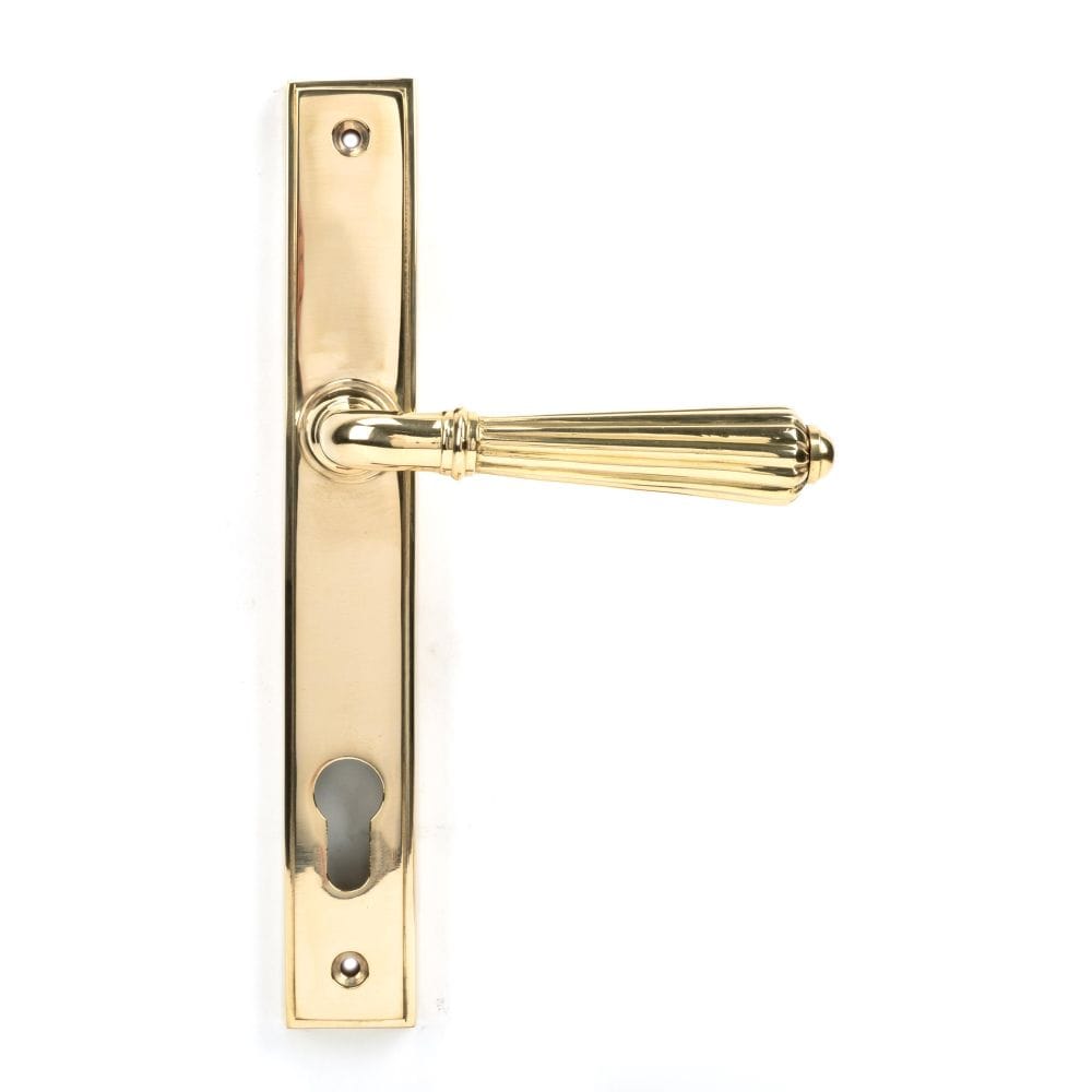 From The Anvil Door Furniture Polished Brass / Multi Point Lock Set / 92mm c/c From The Anvil - Polished Brass Hinton Slimline Lever Espag. Lock Set