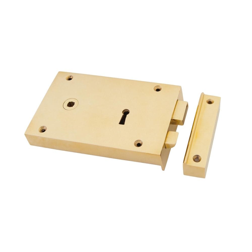 From The Anvil Locks & Latches Polished Brass / Rim Locks From The Anvil - Polished Brass Left Hand Rim Lock - Large